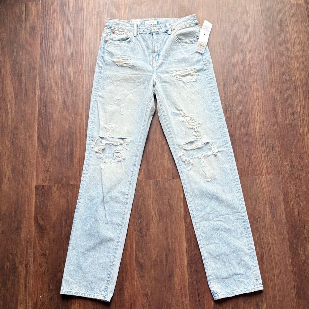♾️Light Wash Distressed Slouch Jeans Sz 0 AE77 Organic NWT♾️